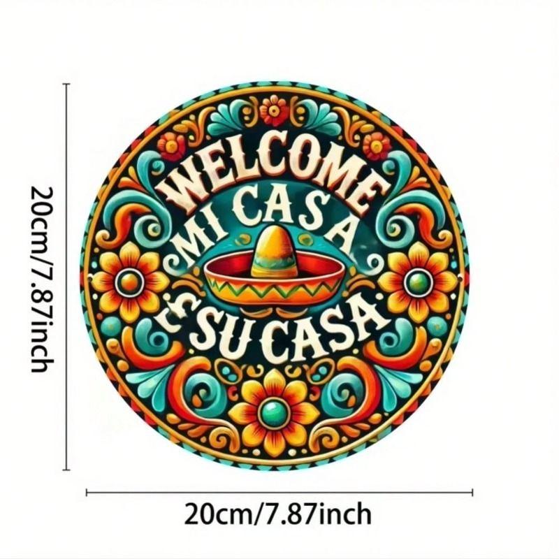 1 Pc Round Metal Wall Art Decor for Office Living Room Patio (20x20 Cm)