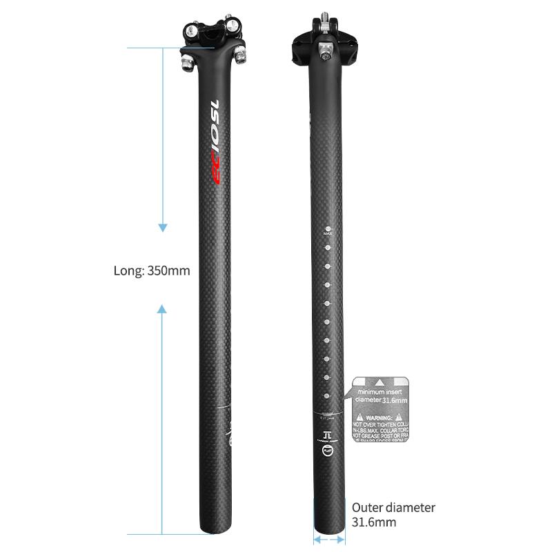Matte Bicycle Seatpost Carbon 27.2/30.8/31.6*350/400mm Mountain Road Bike Seat Post 3K Carbon Seat Tube Bicycle Parts