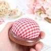 1Pc Ball Shaped DIY Craft Needle Pin Cushion Holder with Wood Bottom Sewing Pin Cushion Home Sewing Tools Accessory
