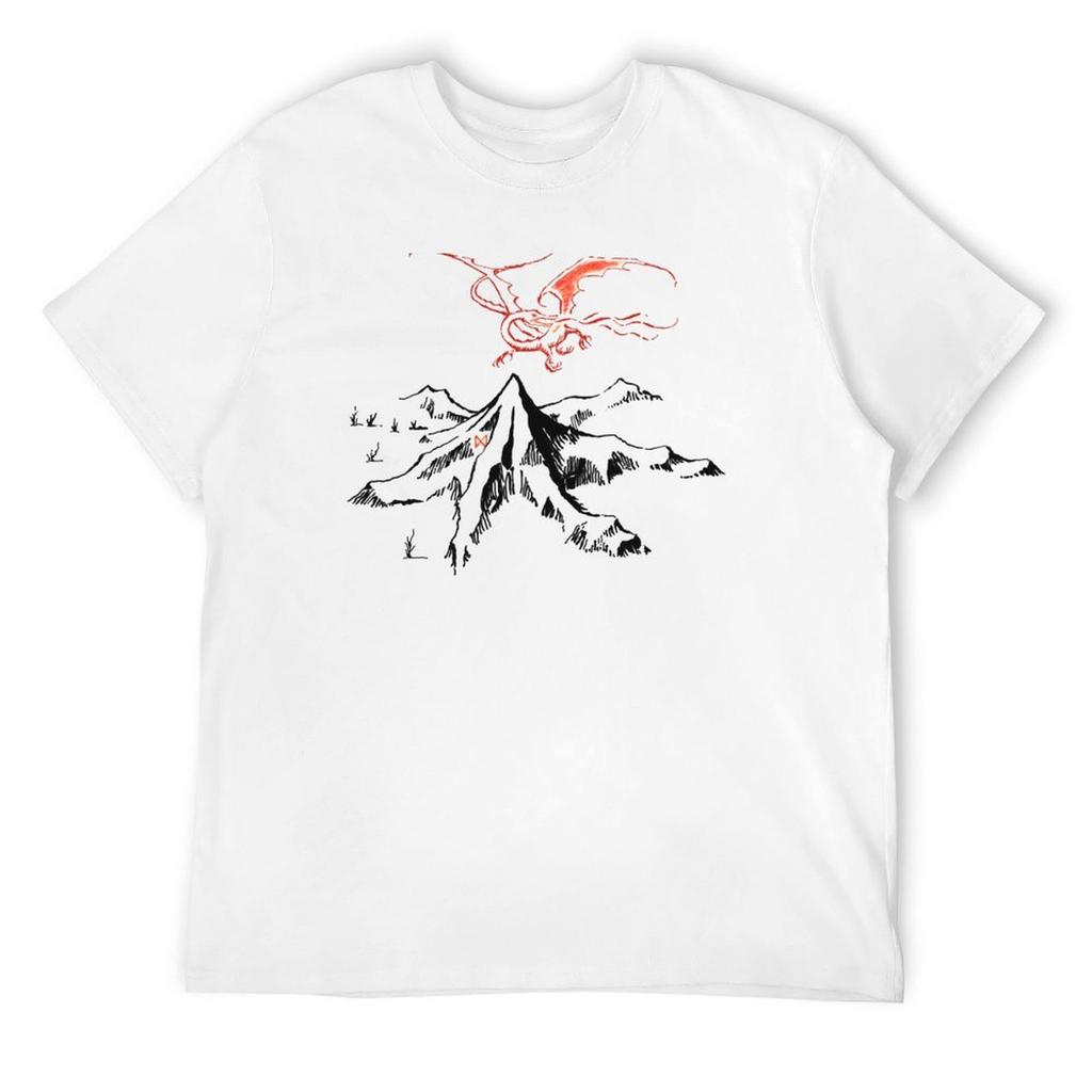 Das Lonely Mountain T-Shirt Baumwolle Grafik-T-Shirts Sommeroberteile Slim-Fit T-Shirts für Männer