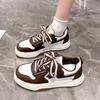 Little White Shoes Spring and Autumn New Flat Bottom Breathable Casual Women's Thick Heel Board Shoes Student Straps Black and White Panda Shoes