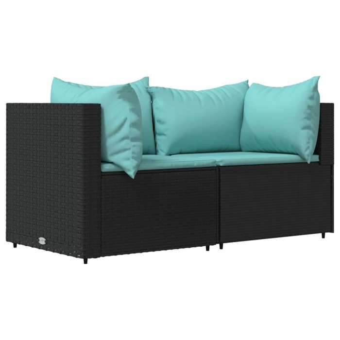 VidaXL Garden Corner Sofas and Cushions 2pcs Black Wicker, Sofa, Garden Sofa, Sectional Corner Sofa, 319794