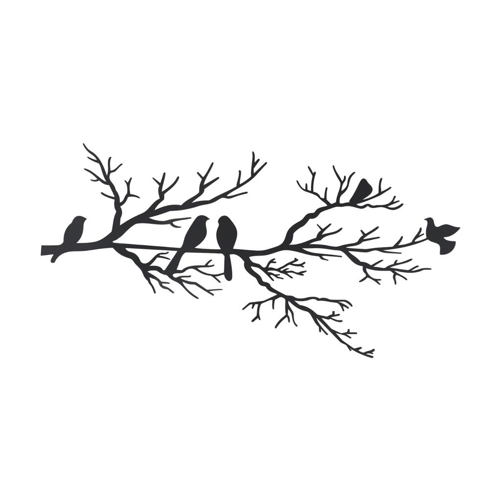 Metal Bird Wall Art for Home Living Room Decor with Tree Branch Design
