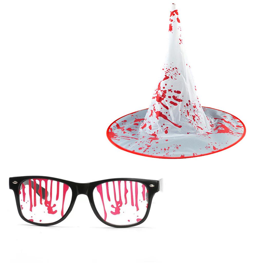 Splattered Blood Glasses Halloween Pointed Hat Bloody Gloves Stockings Decorative Glasses Halloween Costume Accessories