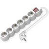 Power Strip - VALUE - 6 Round Sockets - Illuminated Switch - 1.5 M - White