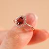 Inlaid 7X9Mm Oval Imitation Natural Garnet Ring Women'S Rose Gold Plated Ring