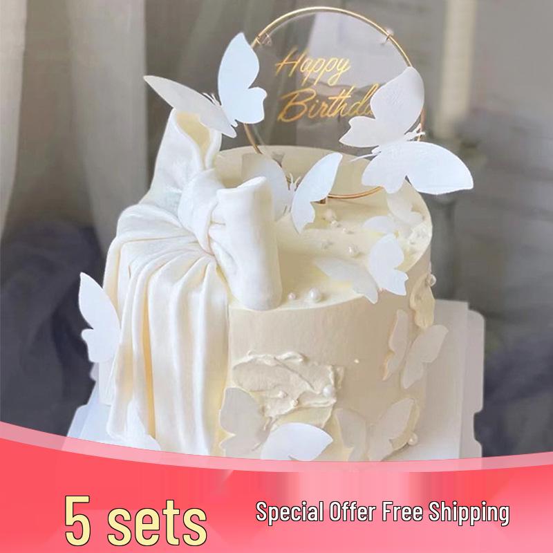 Decorazione Torta Farfalla Bianca con Fiocco e Decorazione Dea in Ferro/Acrilico