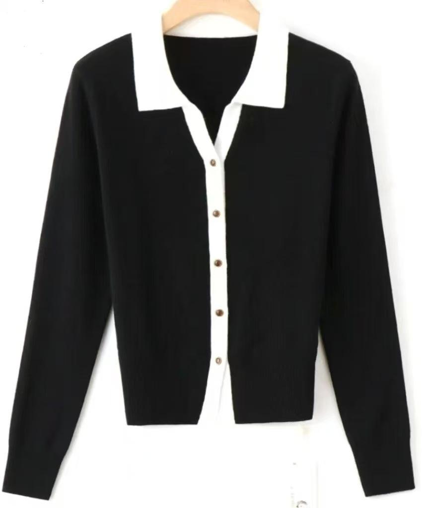 Winter new unique chic beautiful top sweater women's niche high-end blue knitted cardigan