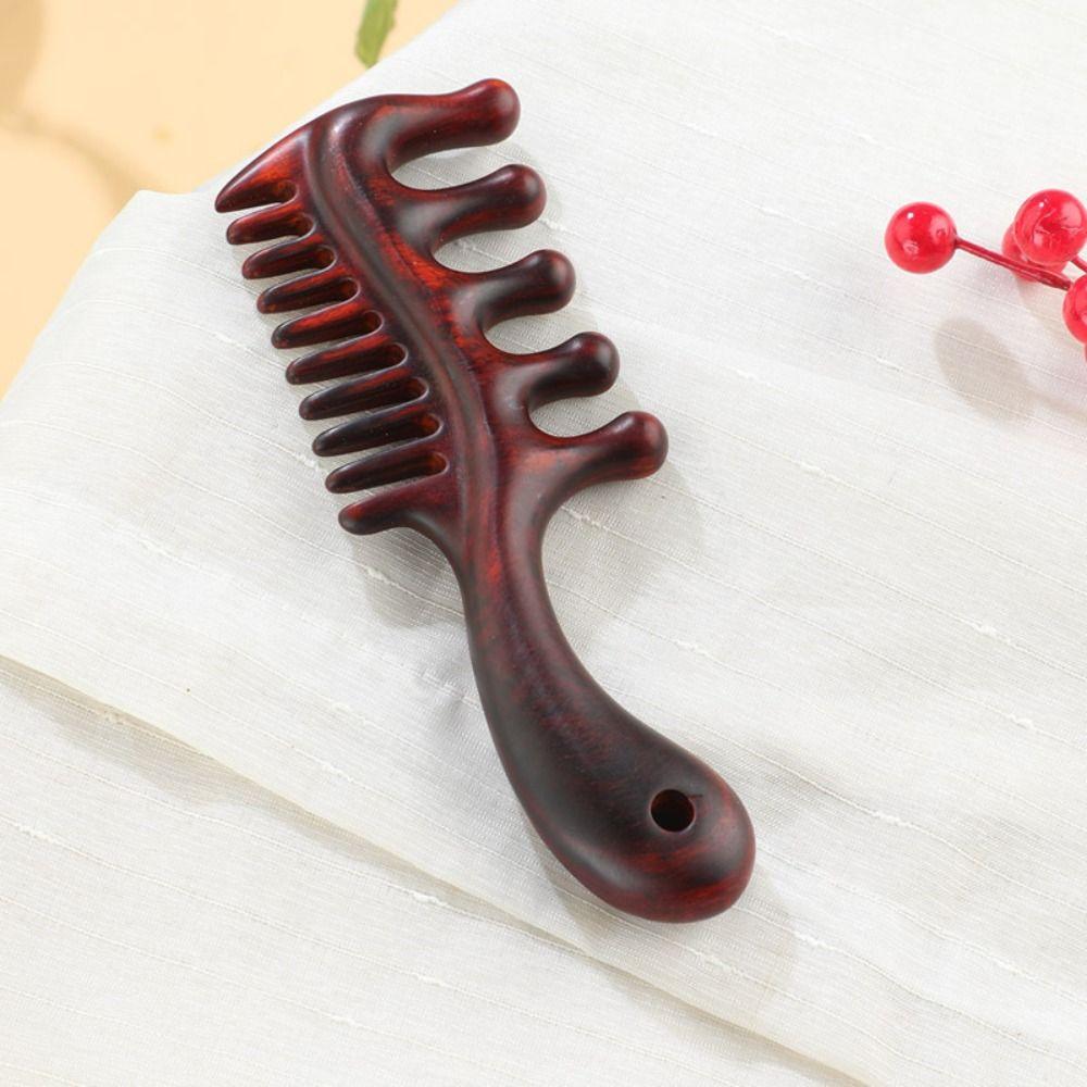 Wide Thick Scalp Massage Comb 2 in 1 Natural Sandalwood Hairbrush  Hairdressing Tool