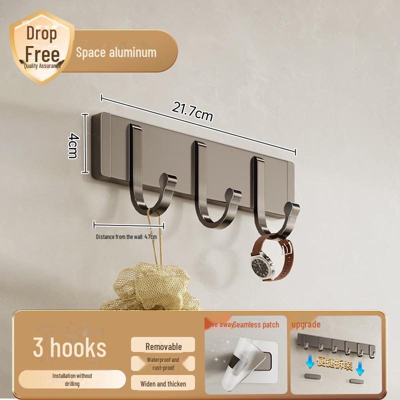 Gancho de porta removível sem impacto - montado na parede, resistente para roupas, banheiro ou cozinha.