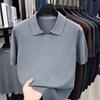 Men S Short Sleeve Turn Down Collar Knit Sweater Thin Casual Top