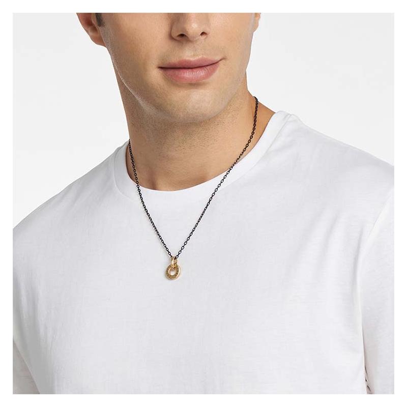 Emporio Armani Round Ring Chain Hip Hop Titanium Steel Necklace Men's Style EGS2707710