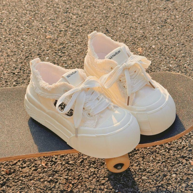 Xiaoxiangfeng original design cloud little white shoes women's spring and autumn thick-soled round-headed canvas shoes casual board shoes