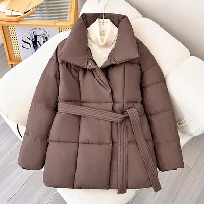 Women's Autumn and Winter Mid-length Puffer Jacket Loose and Thickened Waist To Show Thin Cotton Jacket