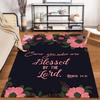 Floral Script: Blessed Quote Rug Non-slip Rug Suitable for Living Room and Bedroom Sofas.
