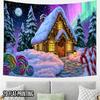 2D Flat - 2D Flat - 2D Flat Print 1pc Tapestry Dreamy Snow Cottage Tapestry Nordic Christmas Fantasy Home Decor Large Size Decorative Hanging Cloth Ho