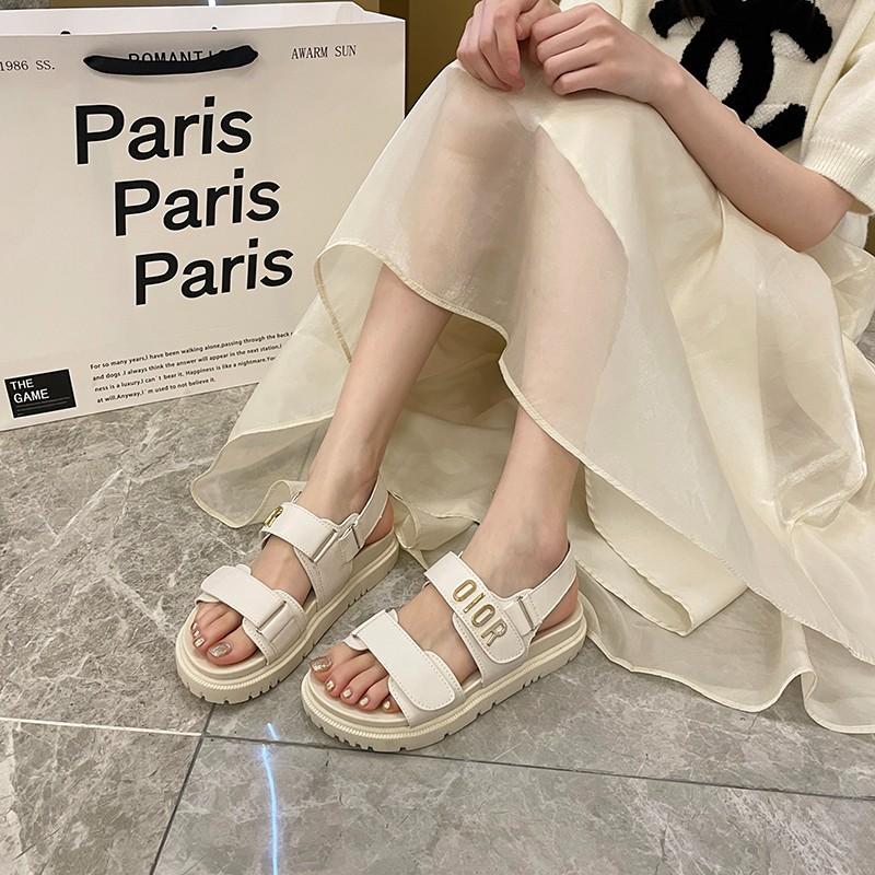 Trendy Brand Platform Sandals Women's 2025 Summer New Platform Velcro Sandals Summer Casual Versatile Slippers