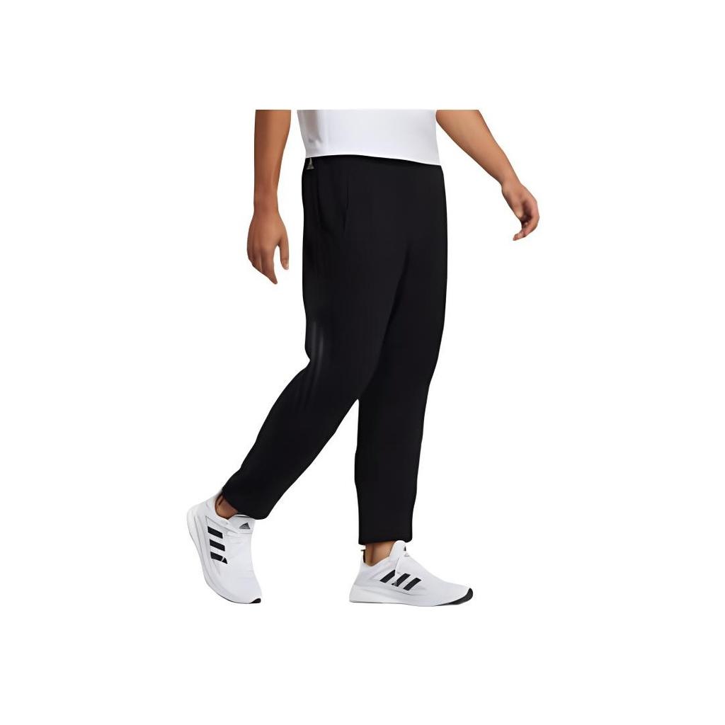 Adidas Logo Print Drawstring Joggers With Cuffed Ankles Men Bottoms Black H40189