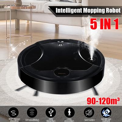 50W 5'i 1 Arada Akıllı Süpürme Robotu Ev Tipi Püskürtmeli Ultraviyole Şarjlı Süpürme Vakumlama Mop Temizleme Makinesi