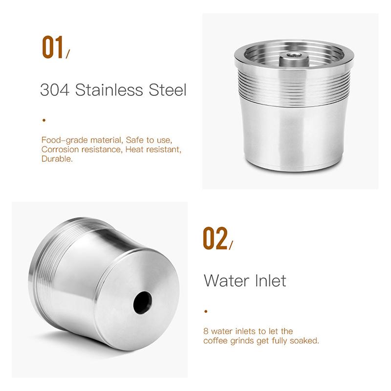 Icafilas Stainless Steel Reusable Illy Coffee Filter Tamper Set Refillable Capsules Pod Tamper For Illy X9 X8 X7.1 Y5 Y3 Y1.1