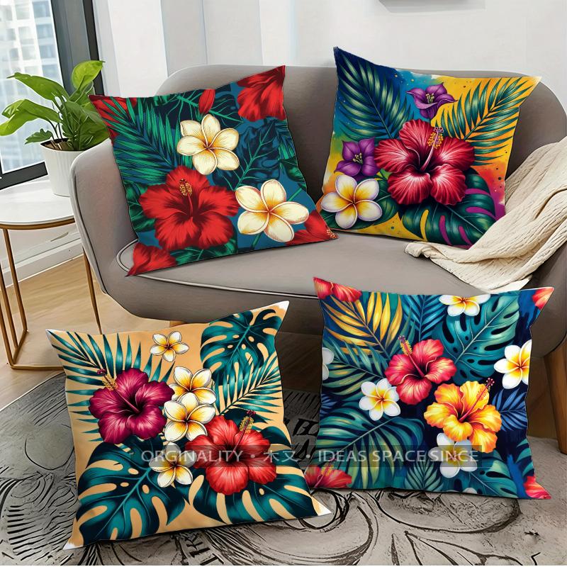 Tropical Floral Pillow Covers Pattern Cushion Cover Suitable for Sofa Bedroom Car Pillow Cover