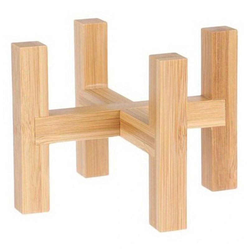 JJTZ Mini Bamboo Floor Four Legged Flower Stand Planters Flower Pots Display Potted Rack, Size S