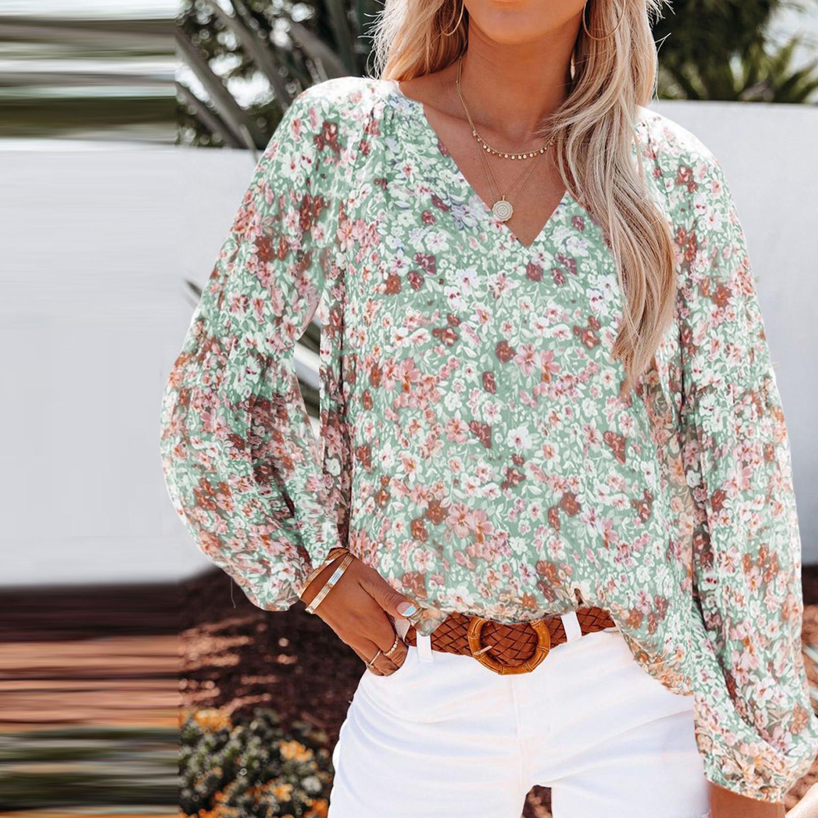 

Модная женская шифоновая рубашка с v-образным вырезом и повседневным рукавом из шифона XXXL зелёный