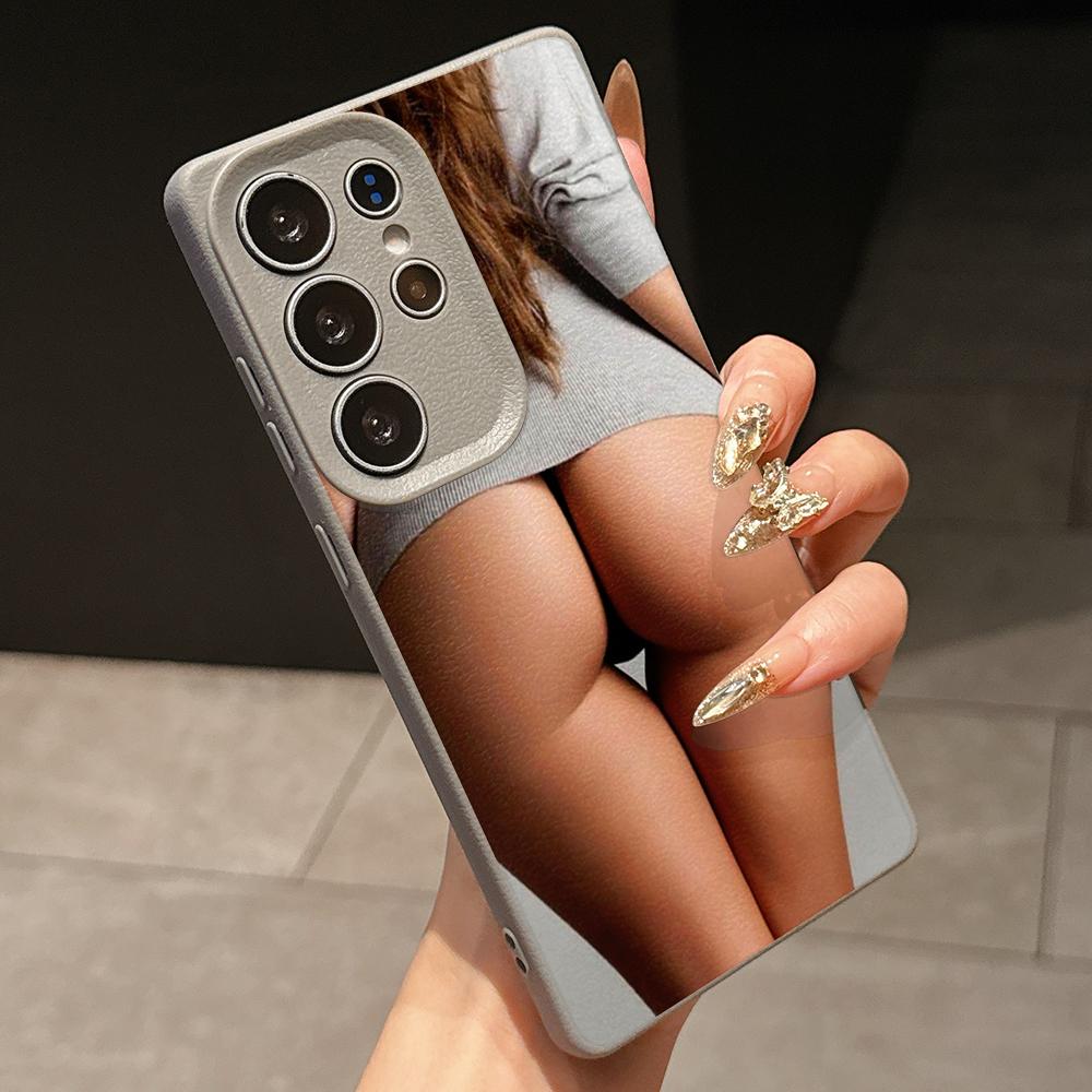 Samsung A07 A16 A06 A05 Xiaomi Redmi 13C 14C for iPhone 17 16 Pro Max Infinix Realme Phone Cases Soft brown Leather pattern TPU Case NY57 Girl design