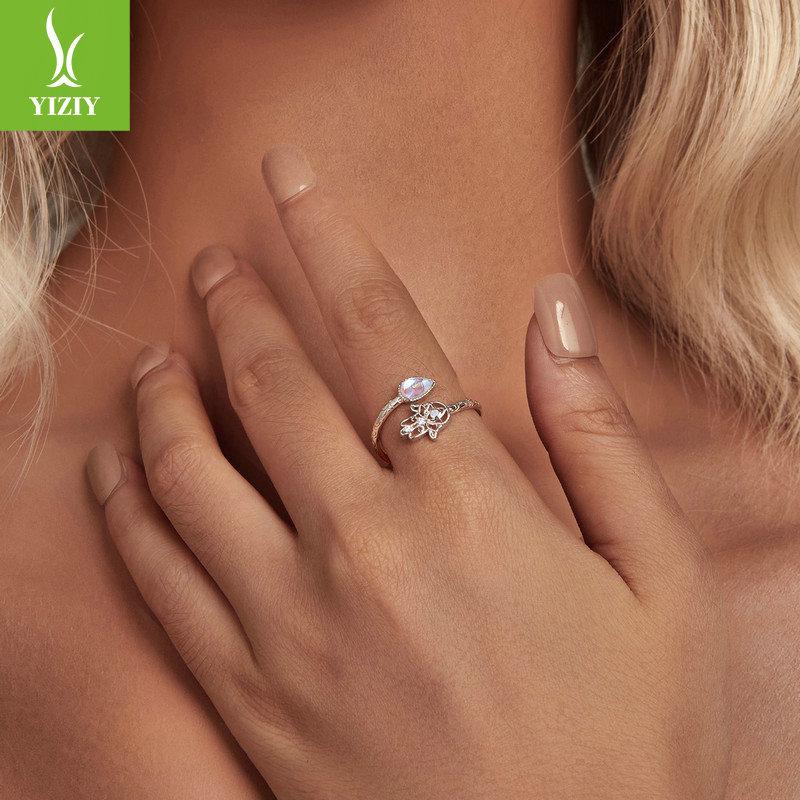 Pattern Fatima Lucky Hand Open Ring, Chao Opal S925 Sterling Silver Ring