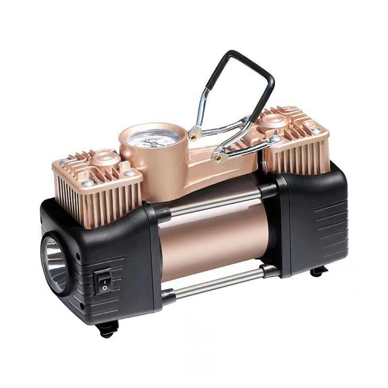 Vehicle Air Pump Portable Car Air Pump Car Tire Electric High Power 12V Double Cylinder Air Pump 12V Double Cylinder Gold Air Pump