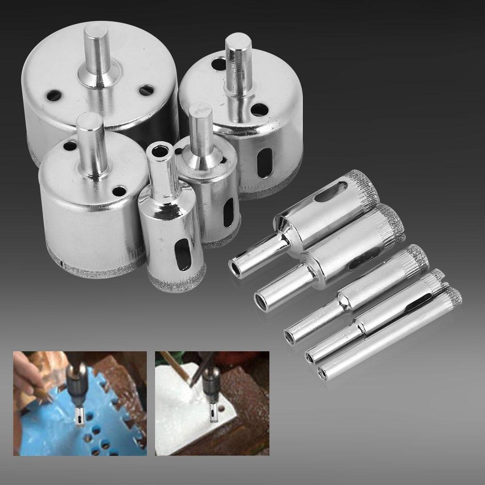 10 ks/sada Diamantem potažený jádrový vrták 6~50mm Děrovka pro dlaždice keramiku sklo porcelán mramor