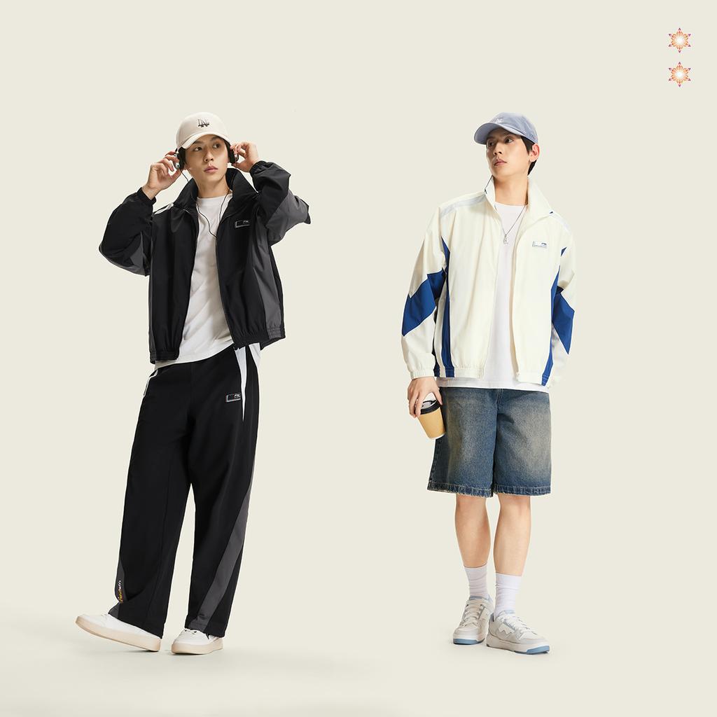 Li Ning DNA Series Winter Sports Inspired Limited American Retro Color Block Casual Fashion Versatile Logo Quick Dry Cool Zipper Windbreaker AFDWE01-1