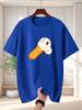 Unisex Red Tee Cute Little White Duck Cartoon Head Graphic Print Crew Neck Short Sleeve Summer Casual Male Cotton Street Daily Top