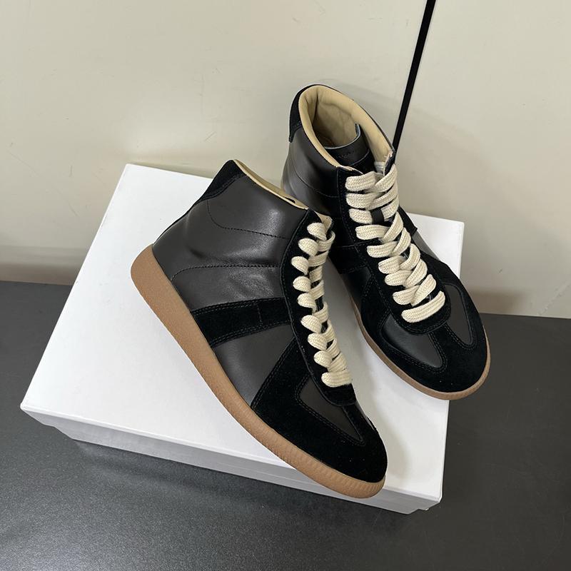 Genuine Leather Flat Bottom High Top Shoes Unisex Outdoor Walking Fashion German Training Shoes Designer Casual Footwear
