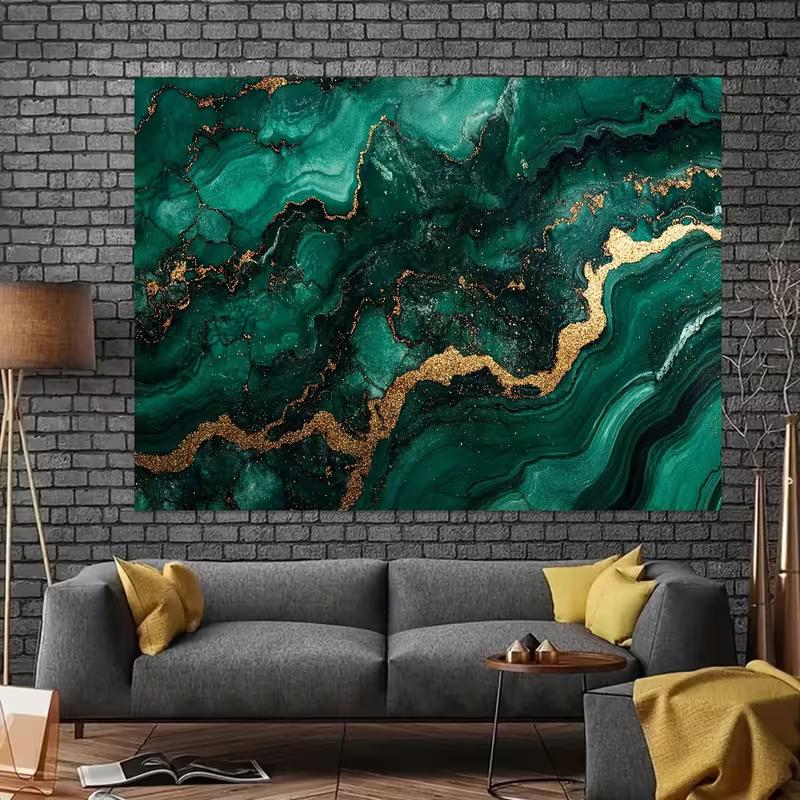 2D Emerald Green Marble with Gold Veins Backdrop Party Photo Background Cloth