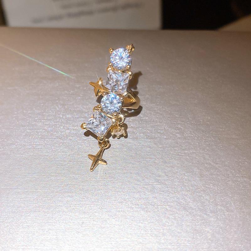 Bright Mangxing~ Shiny Diamond Ear Clips Women s No Ear Piercings Light Luxury Ear Bone Clips Light Luxury Premium Versatile Earrings