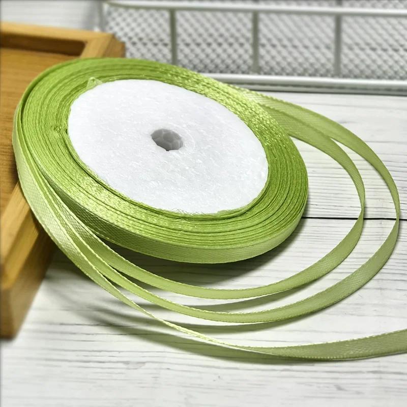 6mm Satin Ribbon DIY Artificial Silk Material Christmas Halloween Wedding Birthday Party DecorationHandmade Bows Gift Wrapping