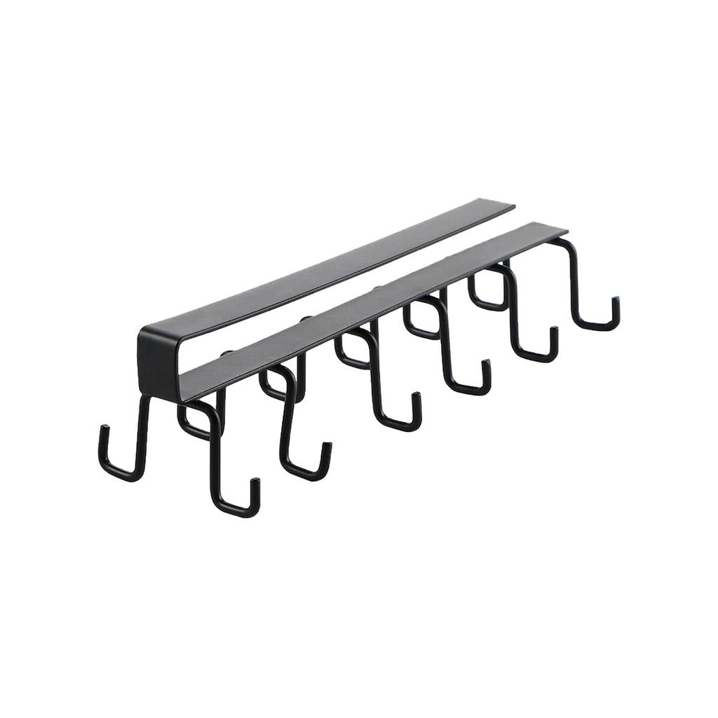 Vas pohártartó szekrény alatt - kávéspohár bögretartó konyhai kétsoros kampós-akasztós kampós állvány