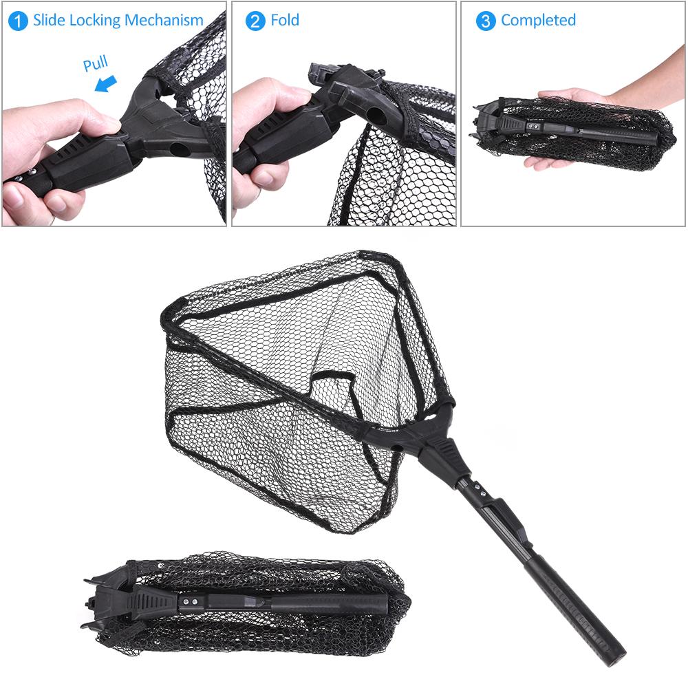 Folding Fish Landing Net Portable Collapsible Triangular Fly Fishing Net Fish Catching or Releasing