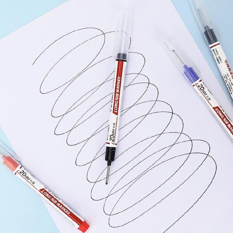 10 Pcs Long Nib Marker Deep Hole Marker Pen Oil-Based Carpenter Marker Waterproof Marking Pen 20mm Deep Reach Marker
