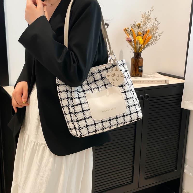 Plaid handbag new fashion casual simple tote bag large capacity shoulder armpit bag women's bag