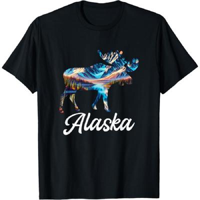 Montagnes de l'Alaska Élan Amoureux de l'Alaska Souvenir Voyage de Vacances T-shirt
