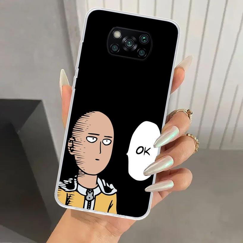 

1 Человек-кулак Аниме Чехол для телефона для Xiaomi Poco X7 X7 X6 X5 X4 X3 Nfc F6 F5 F4 GT F3 F2 Pro F1 M5S M4 M3 5G Мягкая Funda Печатный корпус Xiaomi Poco X6 Pro