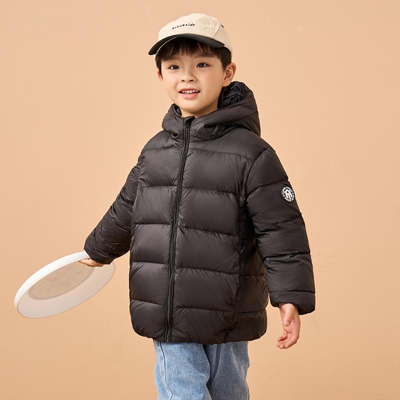 Barneklær Dunjakke Gutter Jenter Vinter Kort Barnejakke med hette