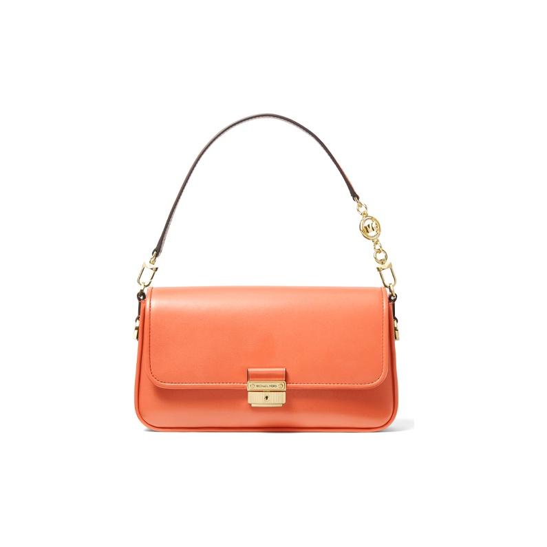 

Michael Kors Bradshaw French Minimalist Solid Color Flap Vintage Leather Baguette Bag Women shoulder bag Orange 30S1G2BL1L-842 Basic Set (Bag+Dust Bag)