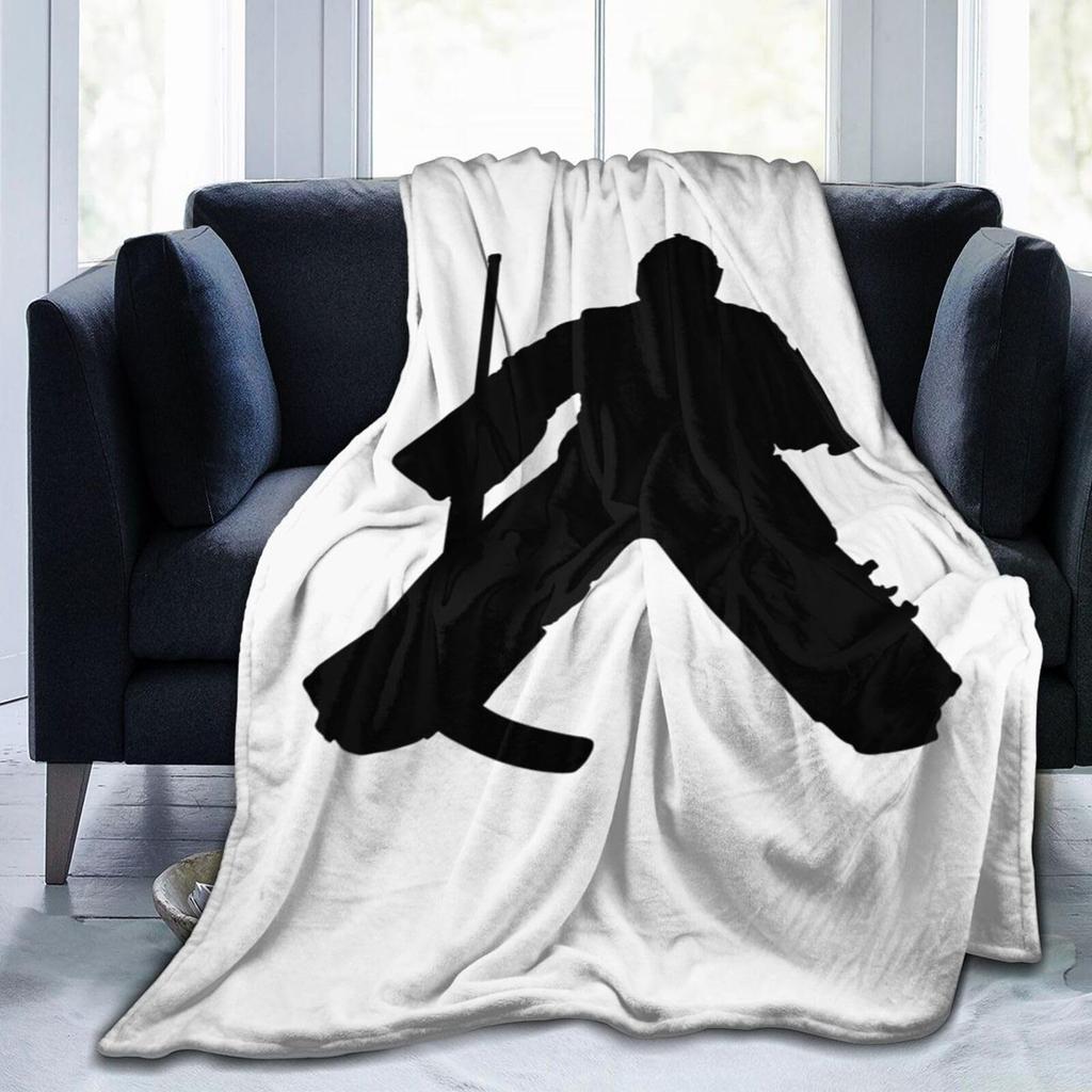 Ice Hockey Flannel Throw Blanket Winter Sport Pattern Blanket for Bed Sofa Couch Warm Lightweight Super Soft King Queen Size