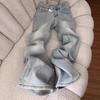 Women's Light-Colored Plush Thickened High-Waisted Flare Jeans - Winter 2026 Slimming Elastic Bell-Bottoms