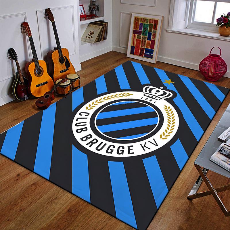 Club Brugge Logo with Blue Stripes Patterned carpet a non slip rug suitable for all seasons and any setting, gift