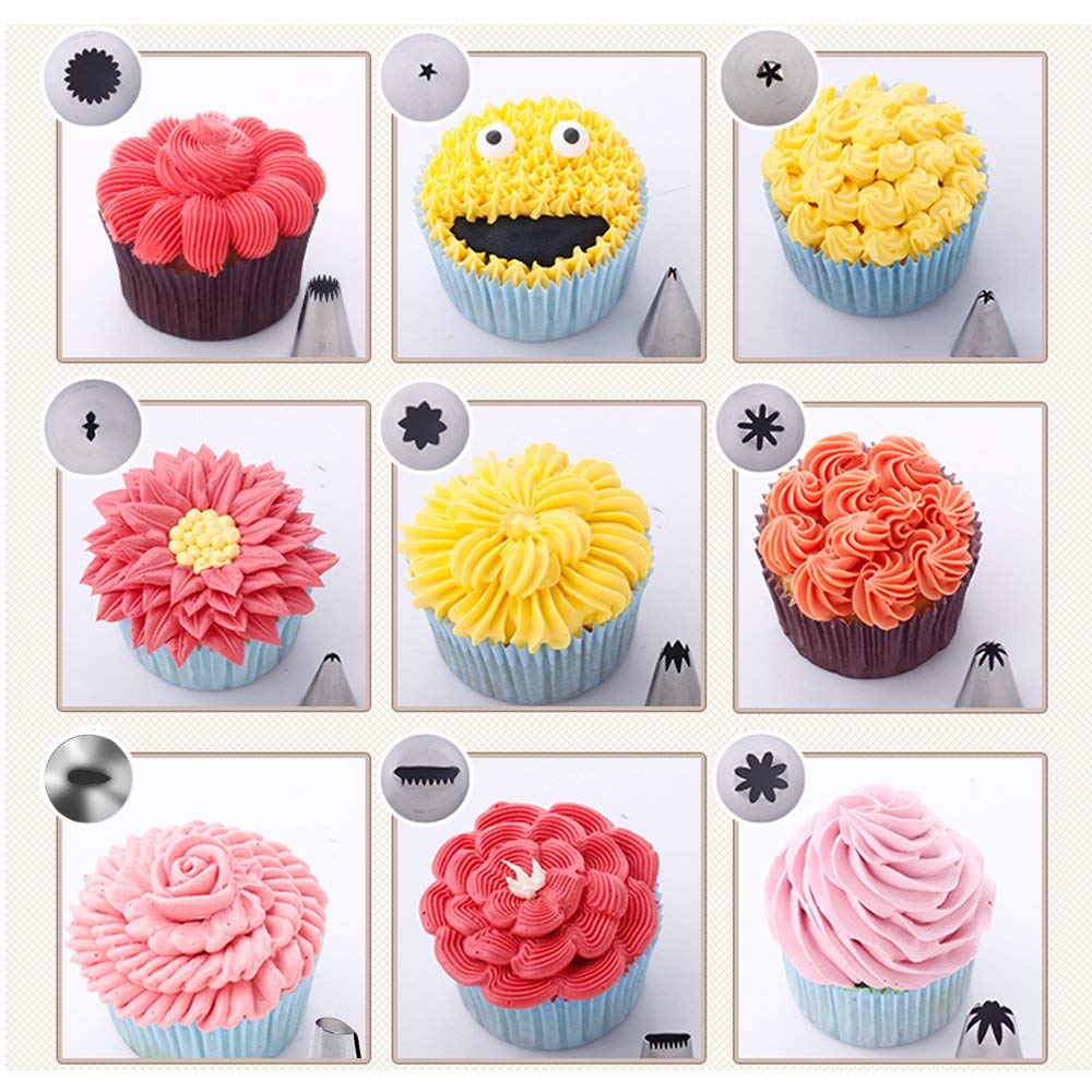 14/26/33pcs Silicone Kitchen Accessories Icing Piping Cream Pastry Bag With Stainless Steel Nozzle Diy Cake Decorating Tips Set