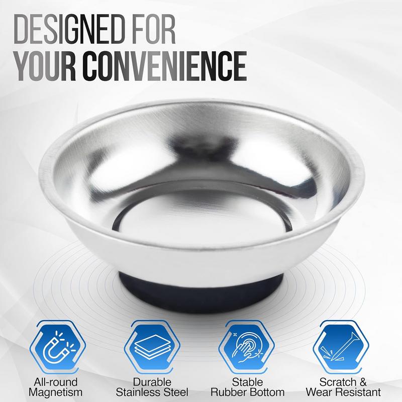 3/4/6 Inches Magnetic Tray Circular Magnetic Parts Bowl Screw Storage Tray Stainless Steel Tools Tray For Auto Suction Pad Tools